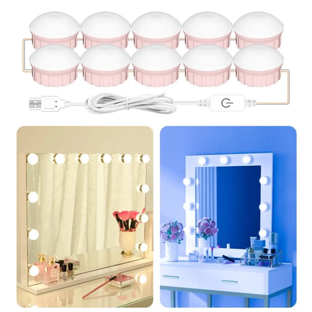 Professional Vanity Lights for Mirror USB 5V Makeup Mirror Lights 3 Color Dimmable Adjustable Brightness Light for Makeup Vanity Table