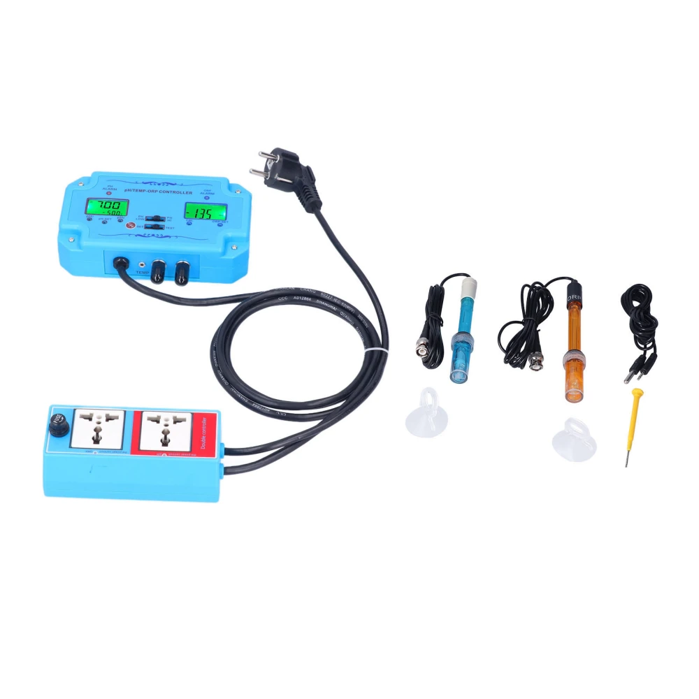 Water Quality Monitoring Kit Multifunctional PH ORP Temperature Test Controller 5A PH‑2839EU Plug 230V