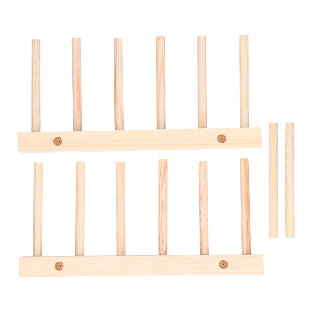 Bamboo Dish Plate Lightweight Portable Environmental Friendly Durable Pine Wood Dish Rack5 Grids 23cm