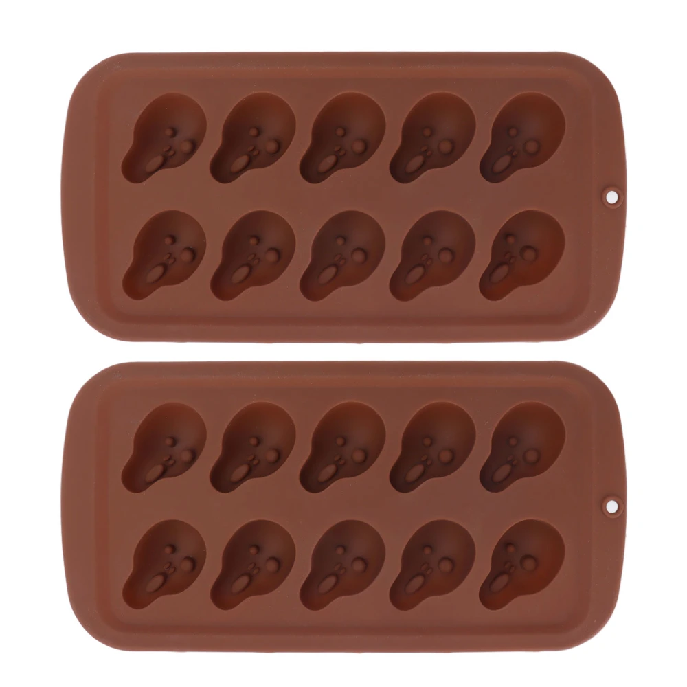 2Pcs Chocolate Mould 10 Hole Skull Shaped Silicone Fandont Cake Ice Cubes Mold DIY Baking Mould