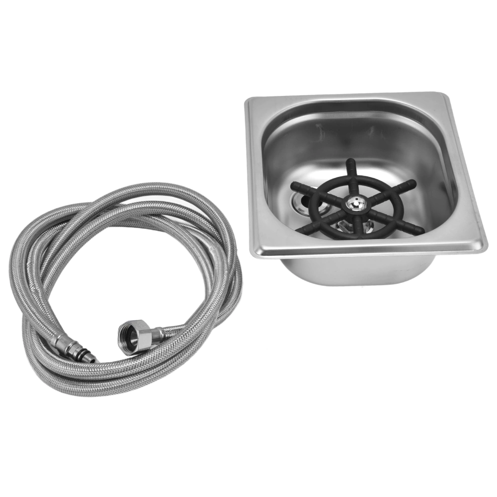 Glass Rinser Stainless Steel Automatic Cup Washer Cleaner for Bar Pub Restaurant Coffee Shop HotelSilver