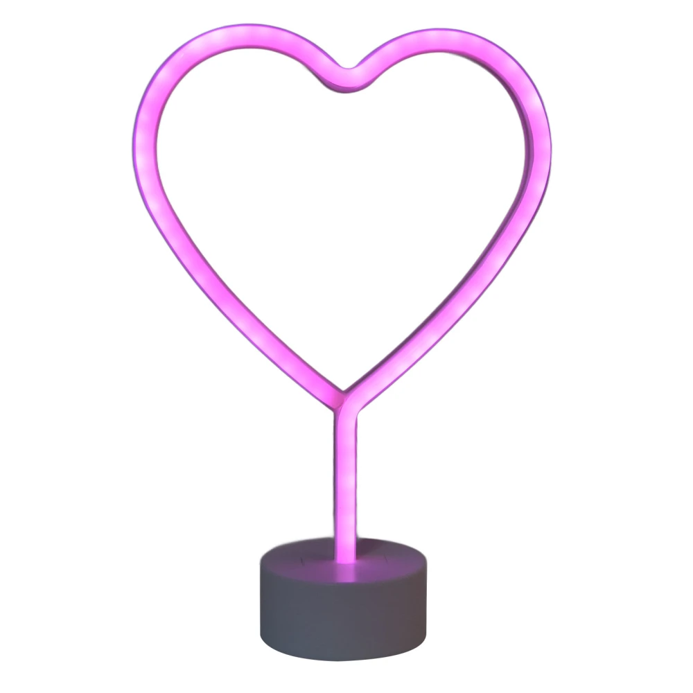 Neon Light LED Battery Powered Heart Shaped Light Sign with Base for Home Bedroom Wedding Birthday Party Decoration