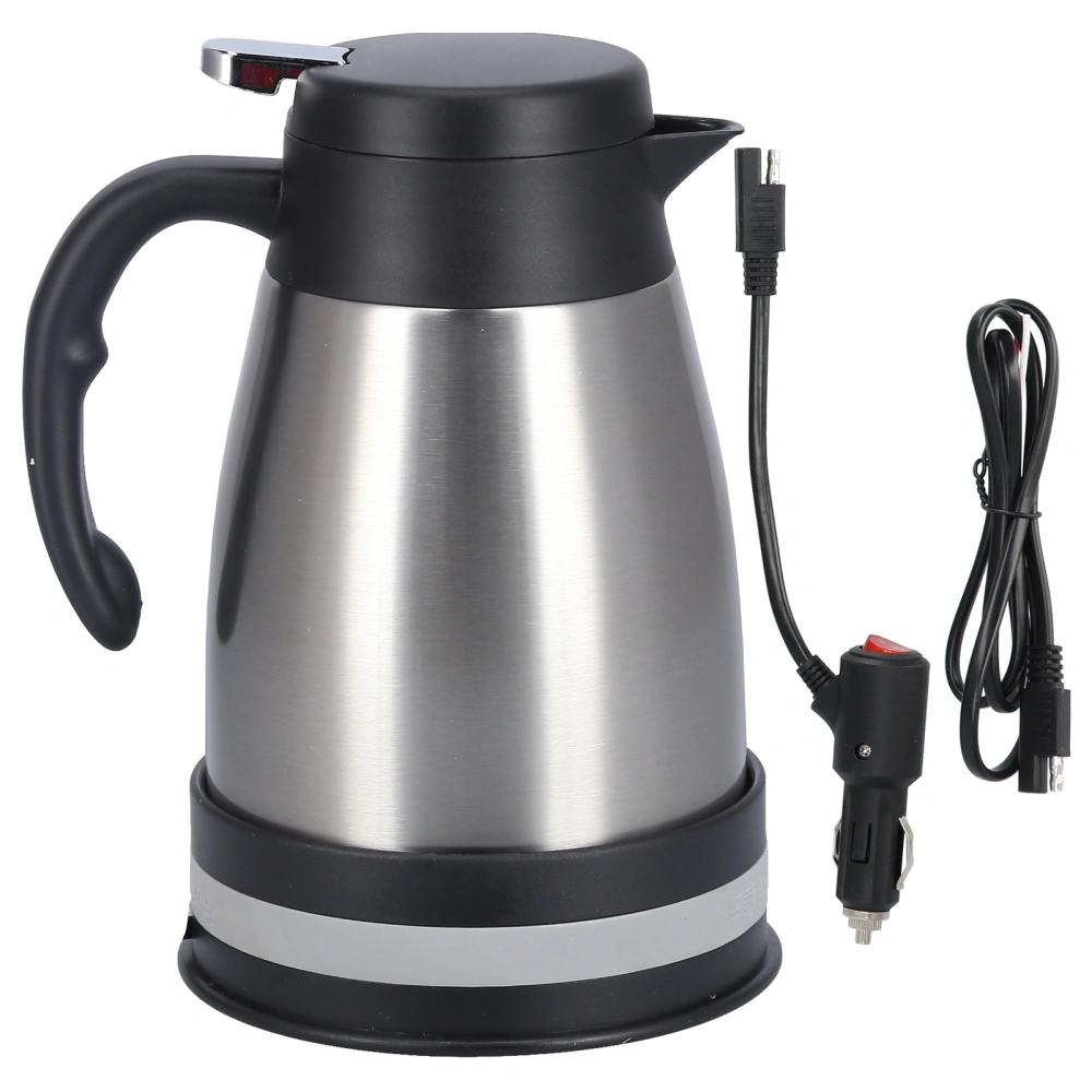 24V 1200ml Water Kettle with Base Stainless Steel Electric Kettle for Car Travel UseSilver