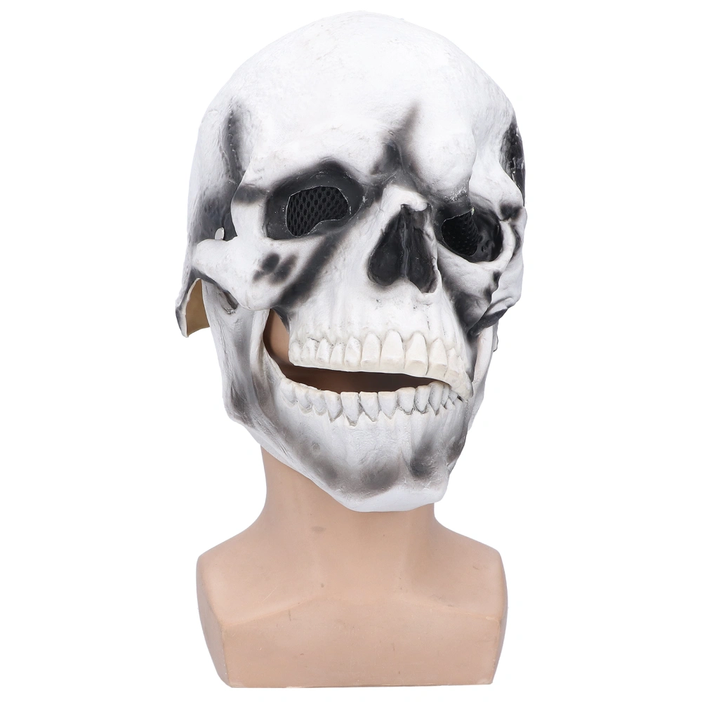 Halloween Scary Skull Mask Adult Full Head Latex Skull Helmet Glowing Eyes with Moving ChinWhite