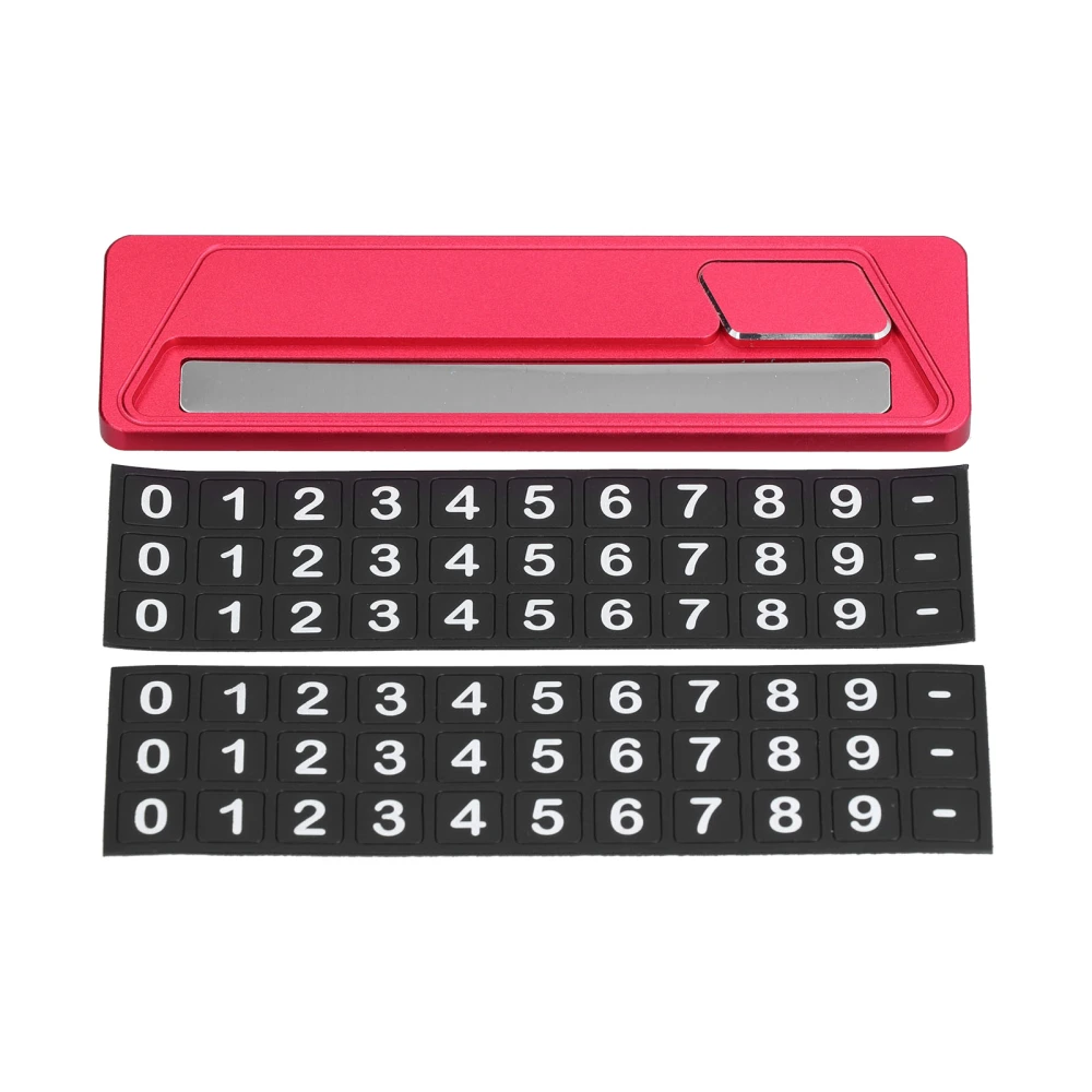 Temporary Parking Card Plate Aluminum Alloy Phone Number Card Plate Auto Parks Stop AccessoriesRed