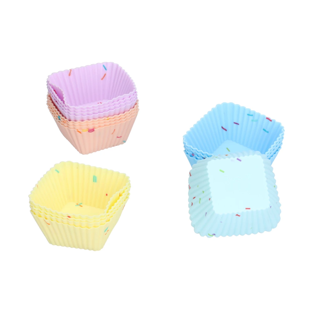 20Pcs Silicone Cupcake Mold Non Stick Reusable Baking Molds for Muffin Biscuits Cheese Cake PastriesSquare