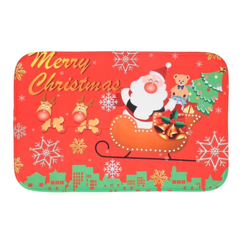 Christmas Floor Mat Flannel Santa Claus Carpet Kitchen Bathroom Floor Mat for Home Decoration