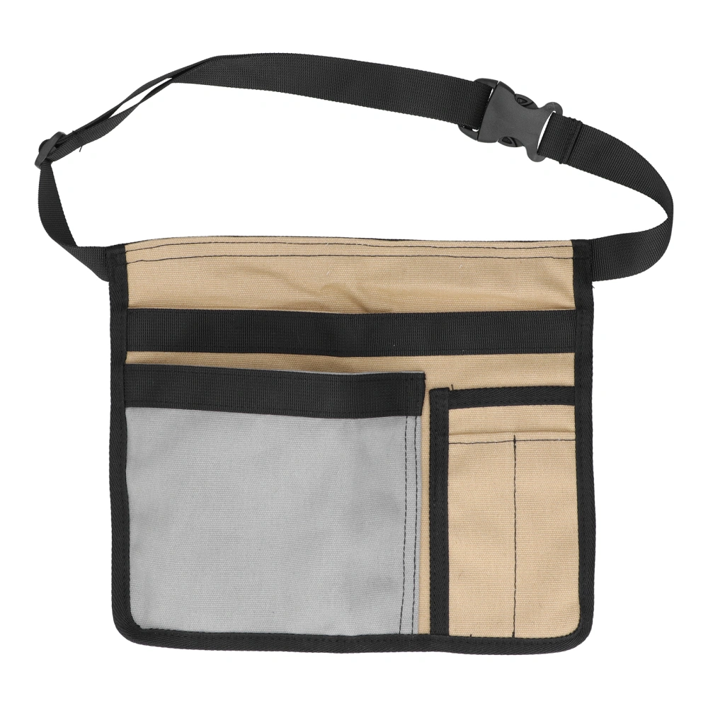 Unilateral Waist Hanging Tool Bag Wear Resistant Oxford Cloth Adjustable Tools Organizer for GardenKhaki Gray