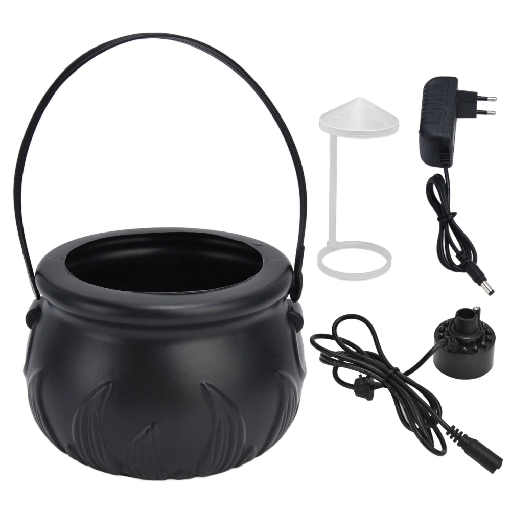 Halloween Witch Pot Smoke Machine Mist Maker Fogger with Color Changing LED Light Party Prop AC100‑240VBlack Flame EU Plug