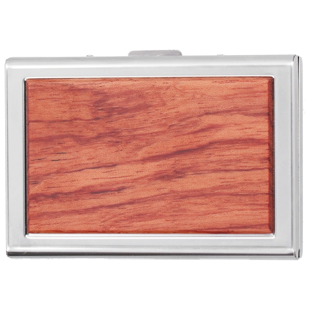 Wood Card Case Safe Bank Credit Card Box Portable Business ID Card Case Holder for Men WomenRosewood