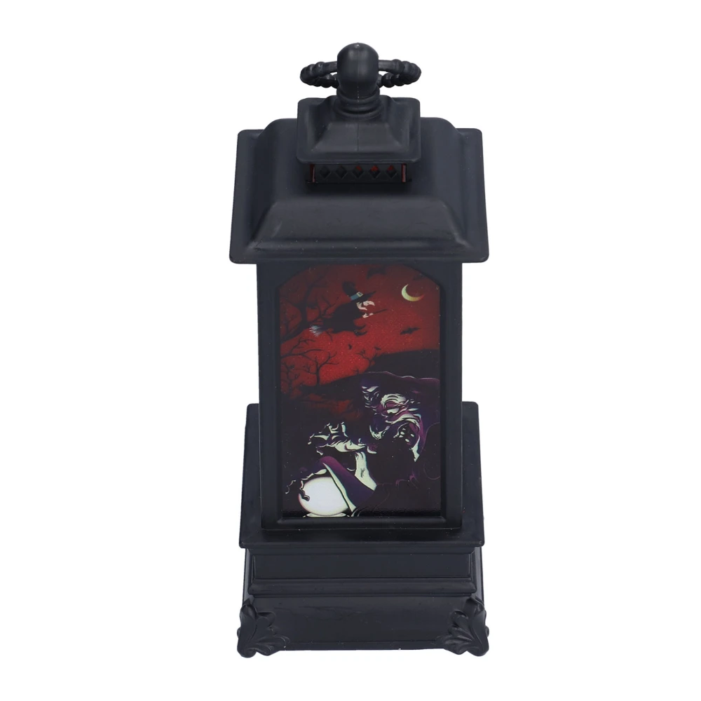 Vintage Style Halloween Lantern Handheld Simulated Candle Flicker Witch Pattern LED Lamp