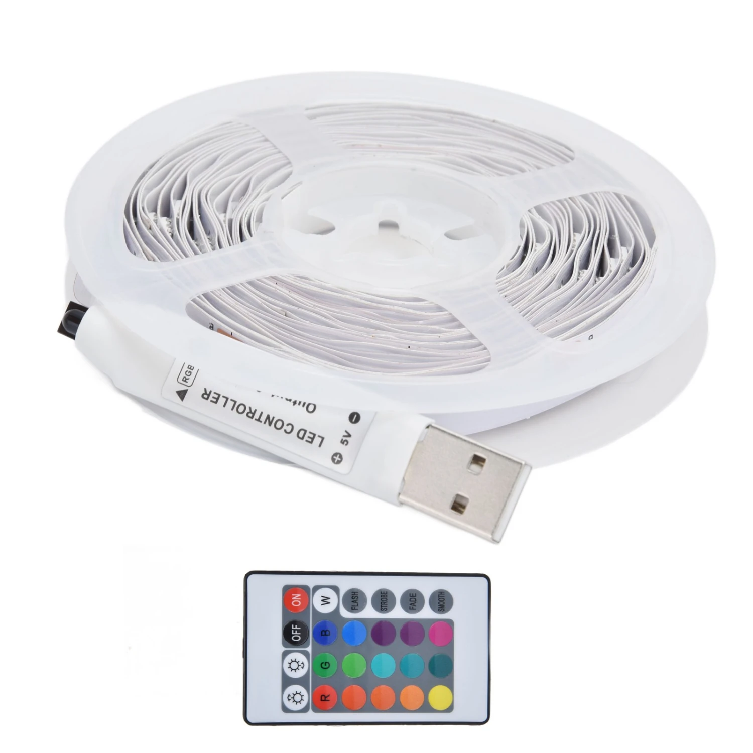 RGB Light Strip 16.4ft 90 LEDs USB Color Strip Lights with Remote Control for Bedroom Desk Home Decoration