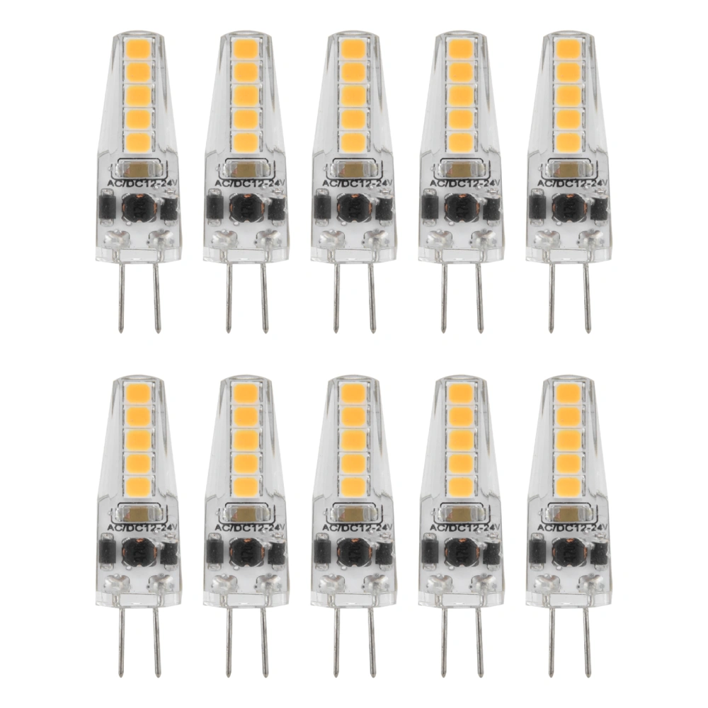 10pcs G4 LED Bulbs 2W Bi Pin Base Dimmable Bulbs for Chandelier Ceiling Lamp Table Lamp Warm White 3000K AC 12‑24V