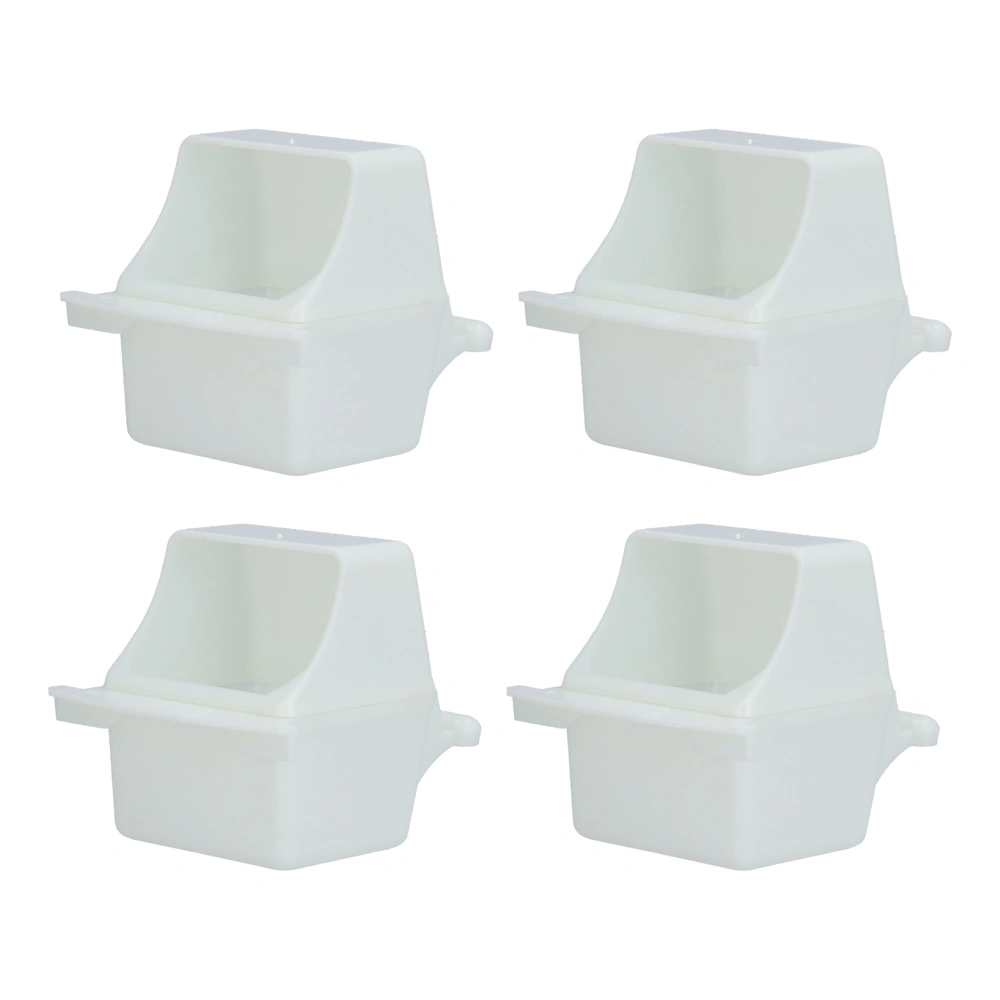 4 Sets Birds Dispenser Feeder White PP Plastic Hanging Waterer Food Feeders Bowl Cups