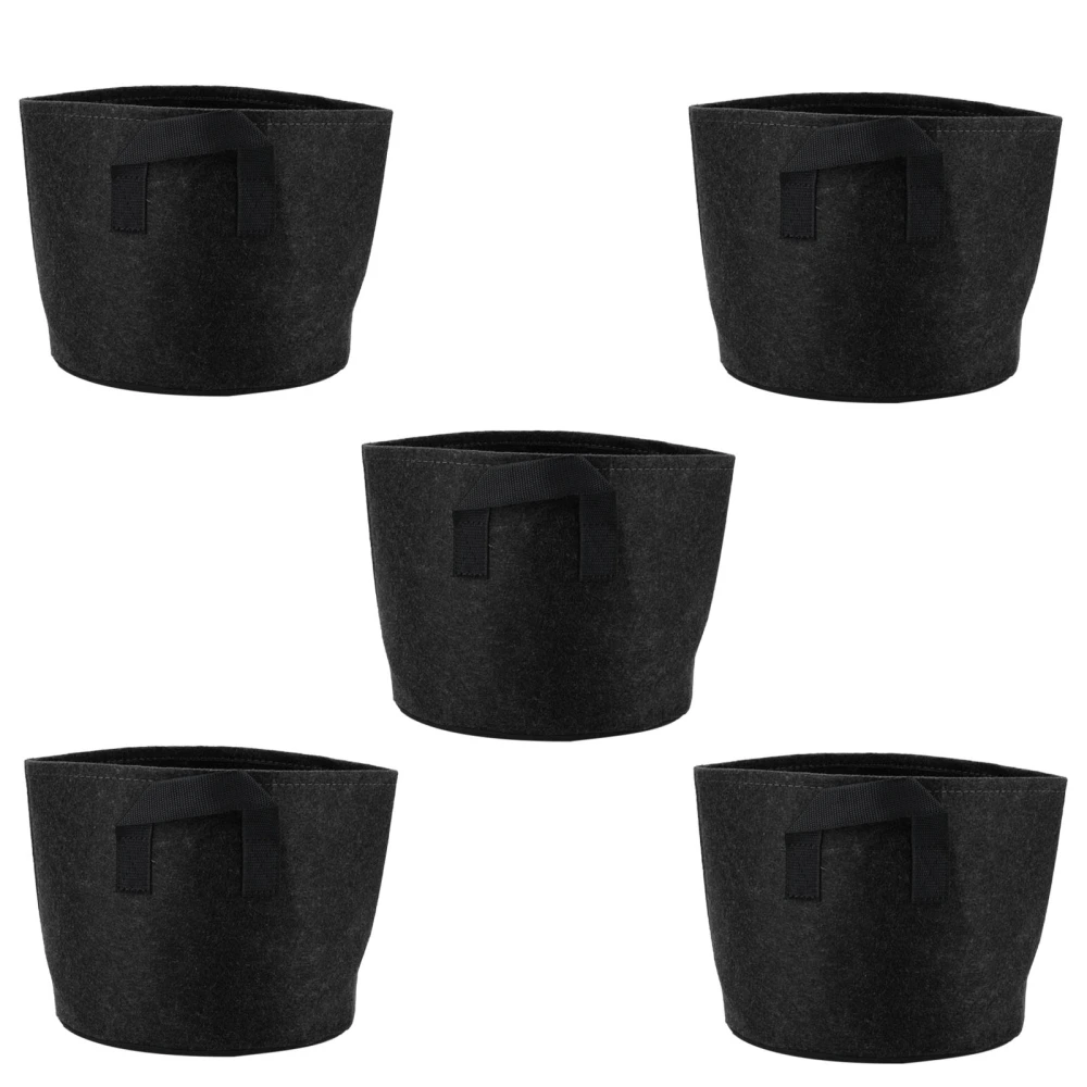 5PCS 3 Gallon Grow Bags Non Woven Fabric Gardening Pots Vegetable Potato Tomato Flower Growing ContainersBlack 3 Gallon