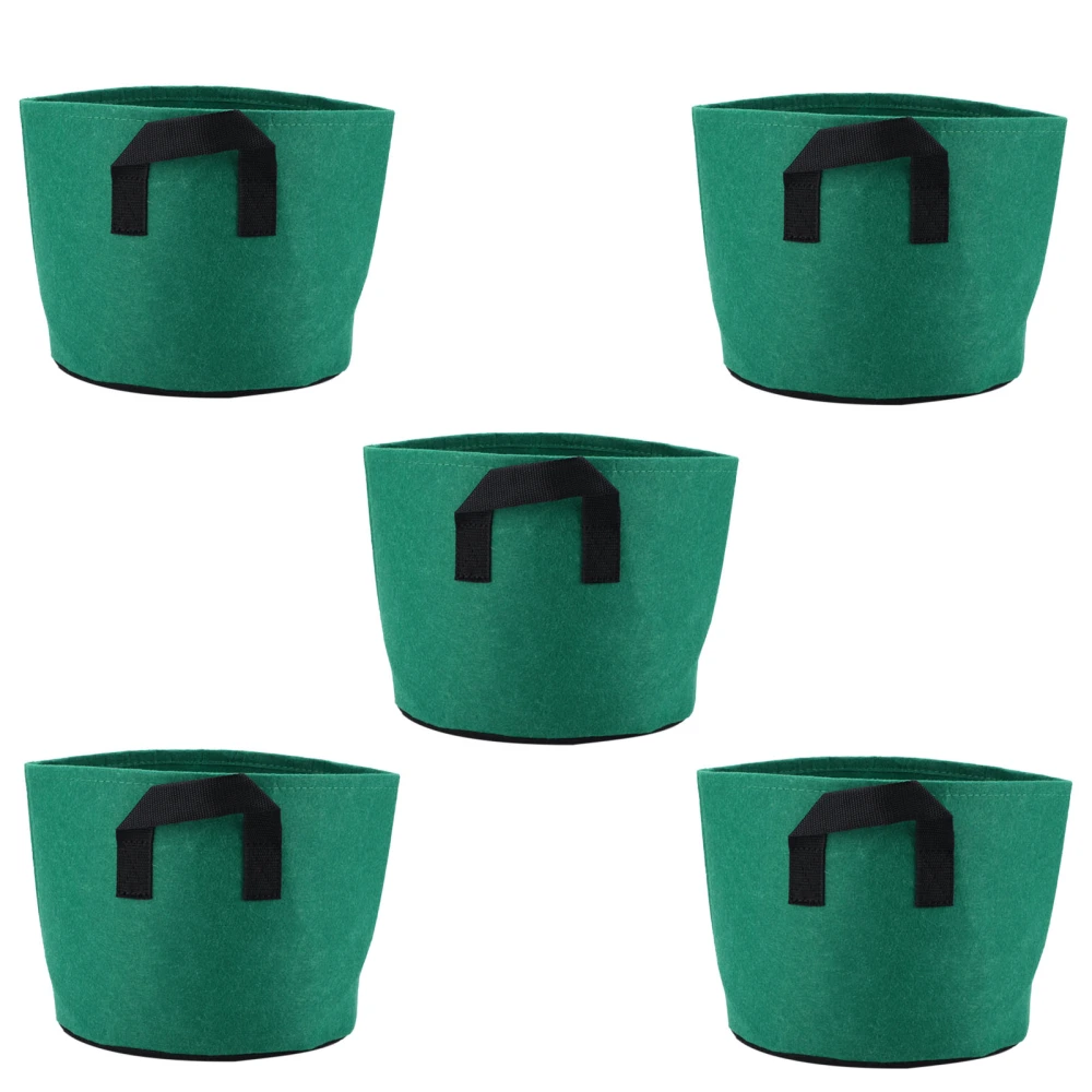 5PCS 3 Gallon Grow Bags Non Woven Fabric Gardening Pots Vegetable Potato Tomato Flower Growing ContainersGrass Green 3 Gallon