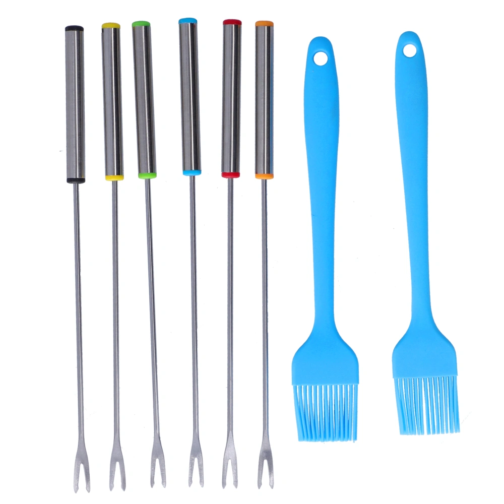 2Set Grill Accessories Stainless Steel Grill Utensil Barbecue Fork Silicone Brush Set BBQ Tool Set for Kitchen Backyard