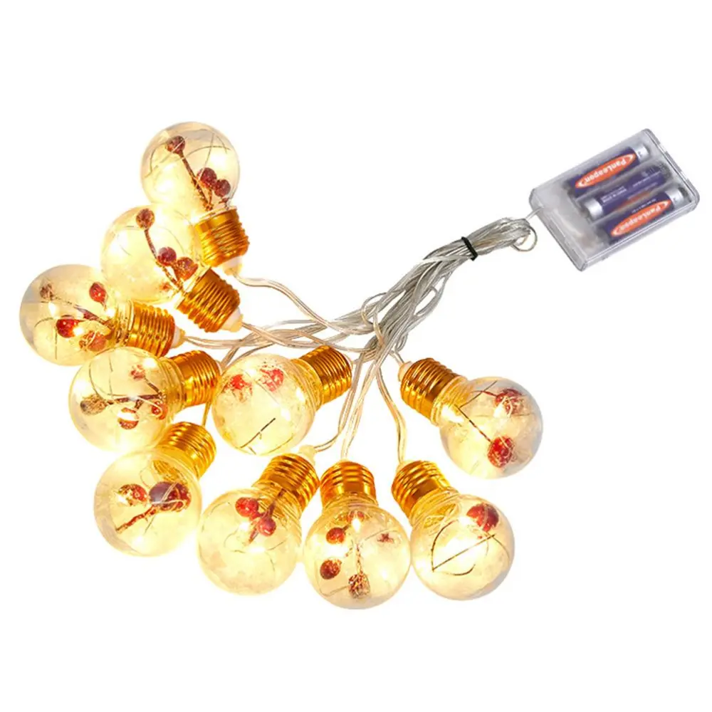 Christmas LED Bulbs String Lights Home Decoration Xmas Red Fruits Bulb Lamp for Windows Gardens and Bedrooms