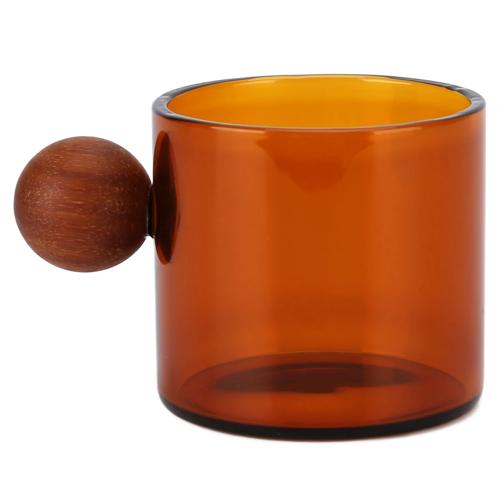 Glass Coffee Cup Clear Heatproof Glass Coffee Mug with Wooden Ball Handle for Office Bar PartyBrown