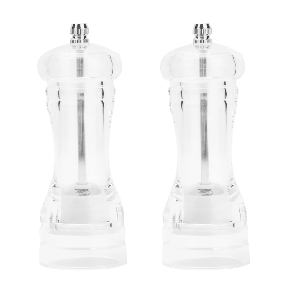 2Pcs Acrylic Manual Grinder Transparent Pepper Salt Mill Spice Jar Grinder Kitchen Grinding Tool6in