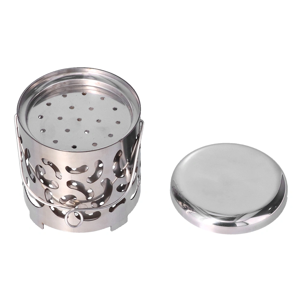 Outdoor Mini Warmer Stainless Steel Camping Stove Portable Warming Stove Cover for Picnic Hiking Barbecue