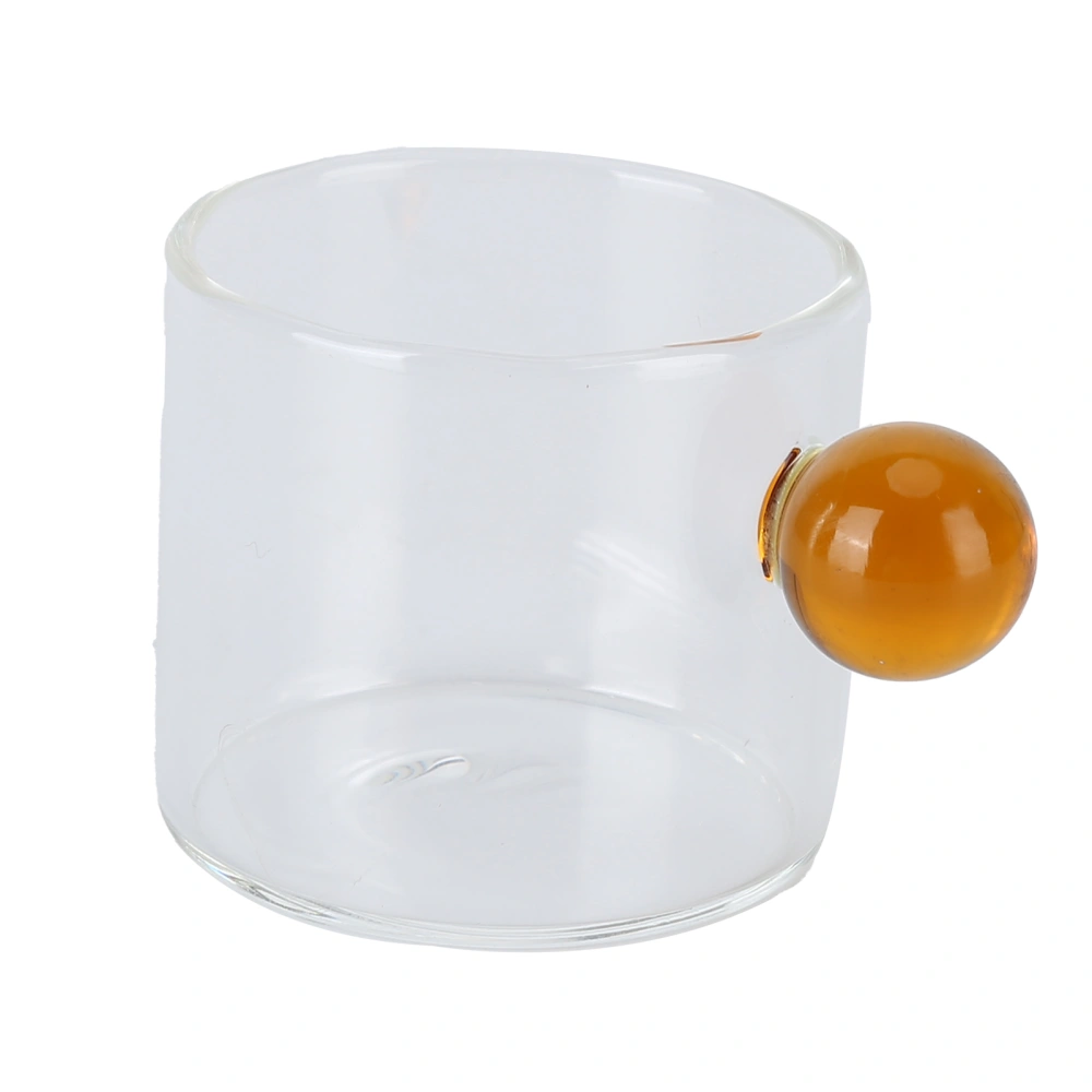 Teacup Glass Mug Transparent Heat Resistant Glass Coffee Cup with Ball Handle 120mlYellow Handle