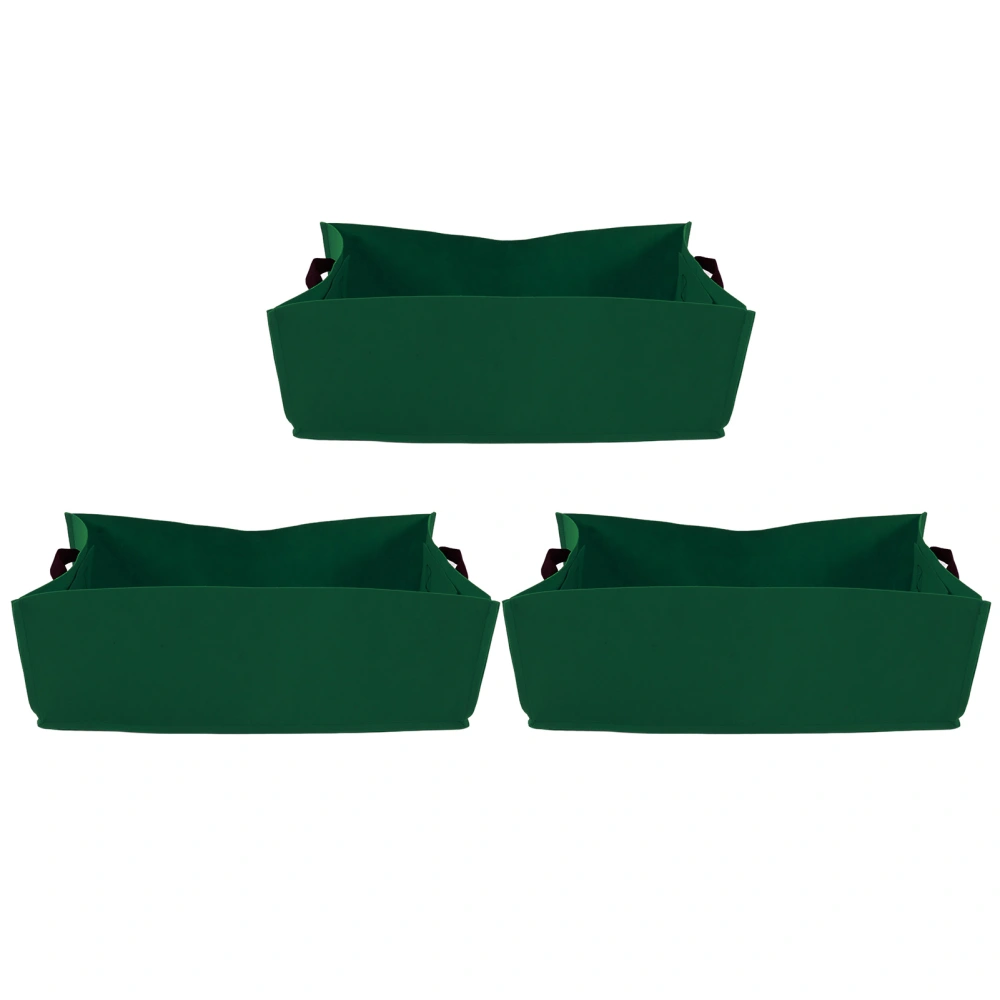 3PCS Thicken Non Woven Vegetable Planting Seedling Grow Bags Garden Planter Bed with HandleGrass Green 60x30x20cm