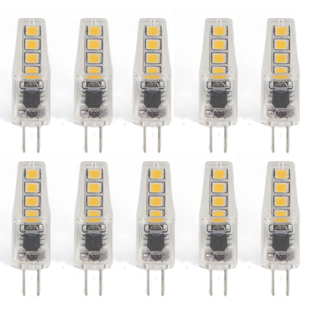 10Pcs G4 8LED Light 2835 Lamp Chips 2W 360 Angle PC Lamp Bulb for Home Office 220VWarm Light