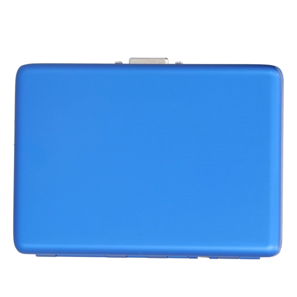 Fashionable Cigarette Case Brushed Aluminum Alloy Business Card Storage Box for Briefcase(Card Blue Cigarette Box )