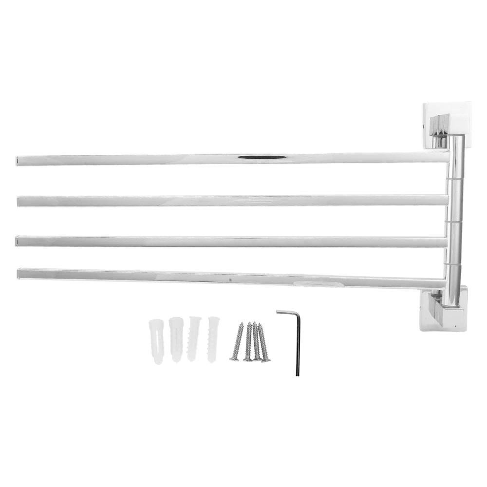 Stainless Steel Towel Rack Bar 180° Rotatable Towel Bathrobe Hanger Holder for Bathroom4 Rods