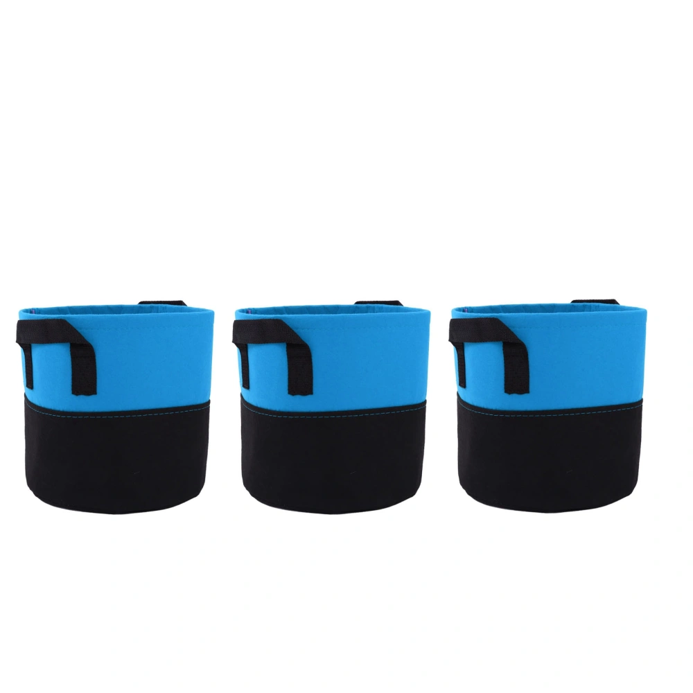 3Pcs Non Woven Fabric Plant Bag Double Color 3 Gallon Plant Growth Bag for Gardening OutdoorSky Blue and Black with Handle