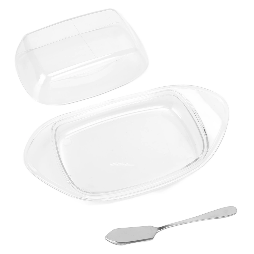 ShipShaped Butter Cutting Box with Cutting Knife and Lid Food Grade Chesse Container for Kitchen(Transparent )