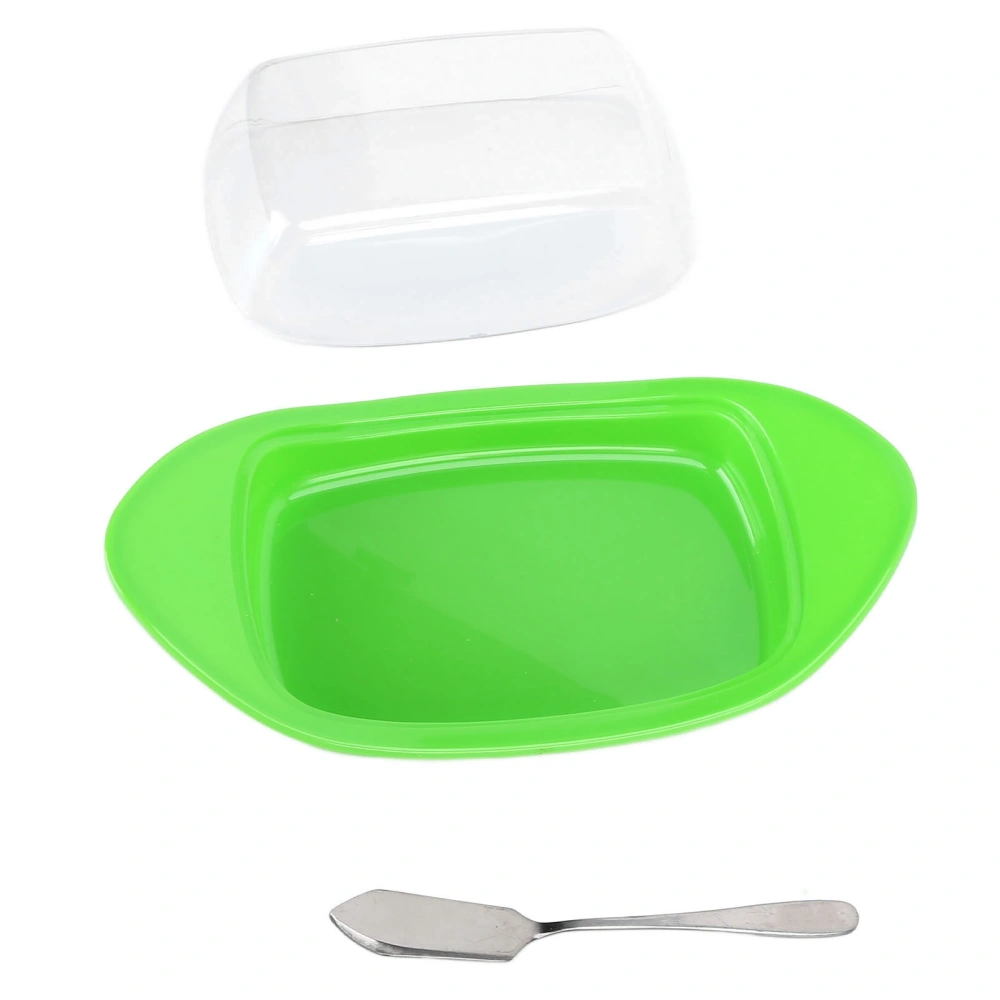 ShipShaped Butter Cutting Box with Cutting Knife and Lid Food Grade Chesse Container for Kitchen(Green )