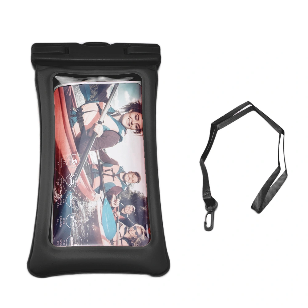 TPU Universal Floating Waterproof Phone Bag Pouch Cover with Lanyard for Below 7.2‑inch PhoneBlack