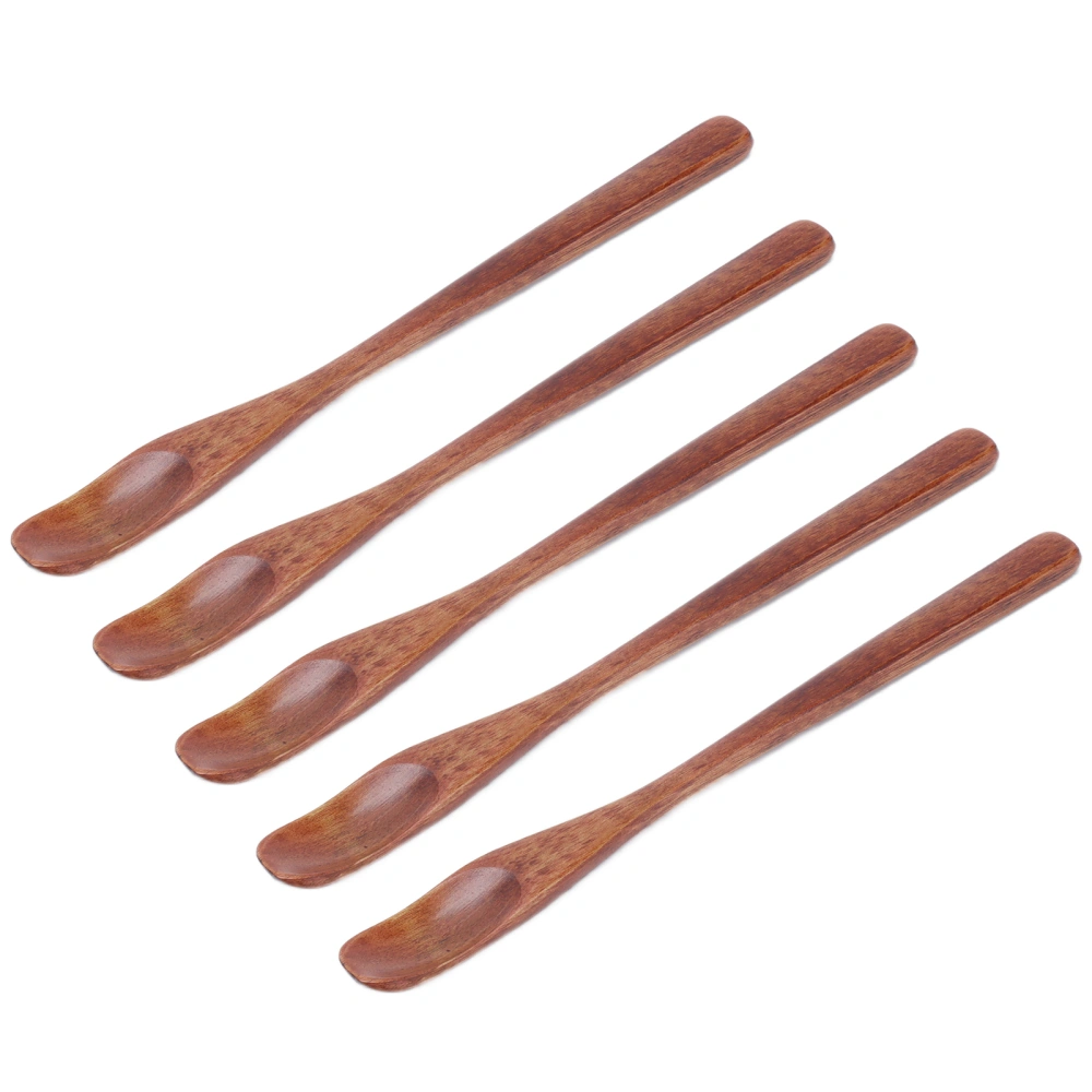 5Pcs Small Wood Color Spoon Narrow Headed Anti Scalding Spoon for Children Food Home Kitchen