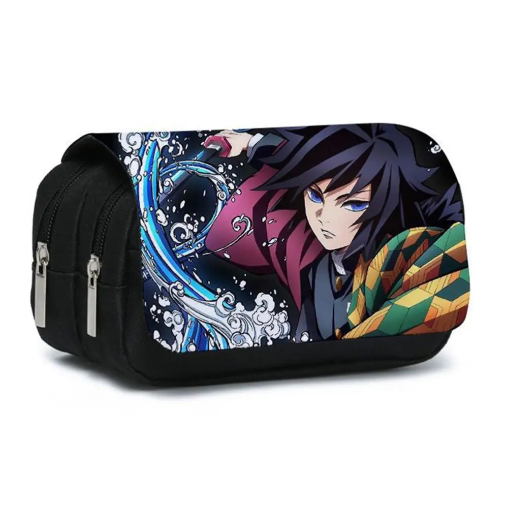 Large Capacity Pencil Box Zipper Stationery Bag Cartoon Anime Double Layer Canvas Pencil Case Great Gift for Girls Boys and Painting Lovers