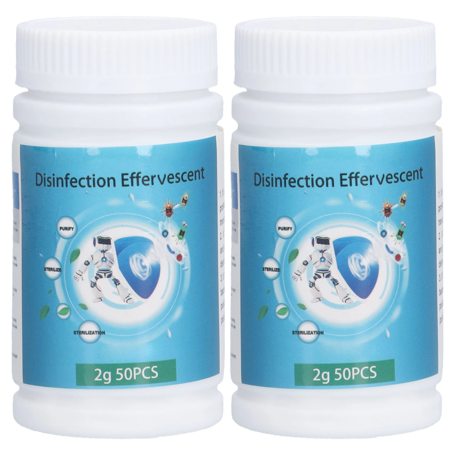 2 Bottles Effervescent Chlorinated Tablets Multifunctional Water Purifying Cleaning Tablets for Bath Pool Water Cleaning