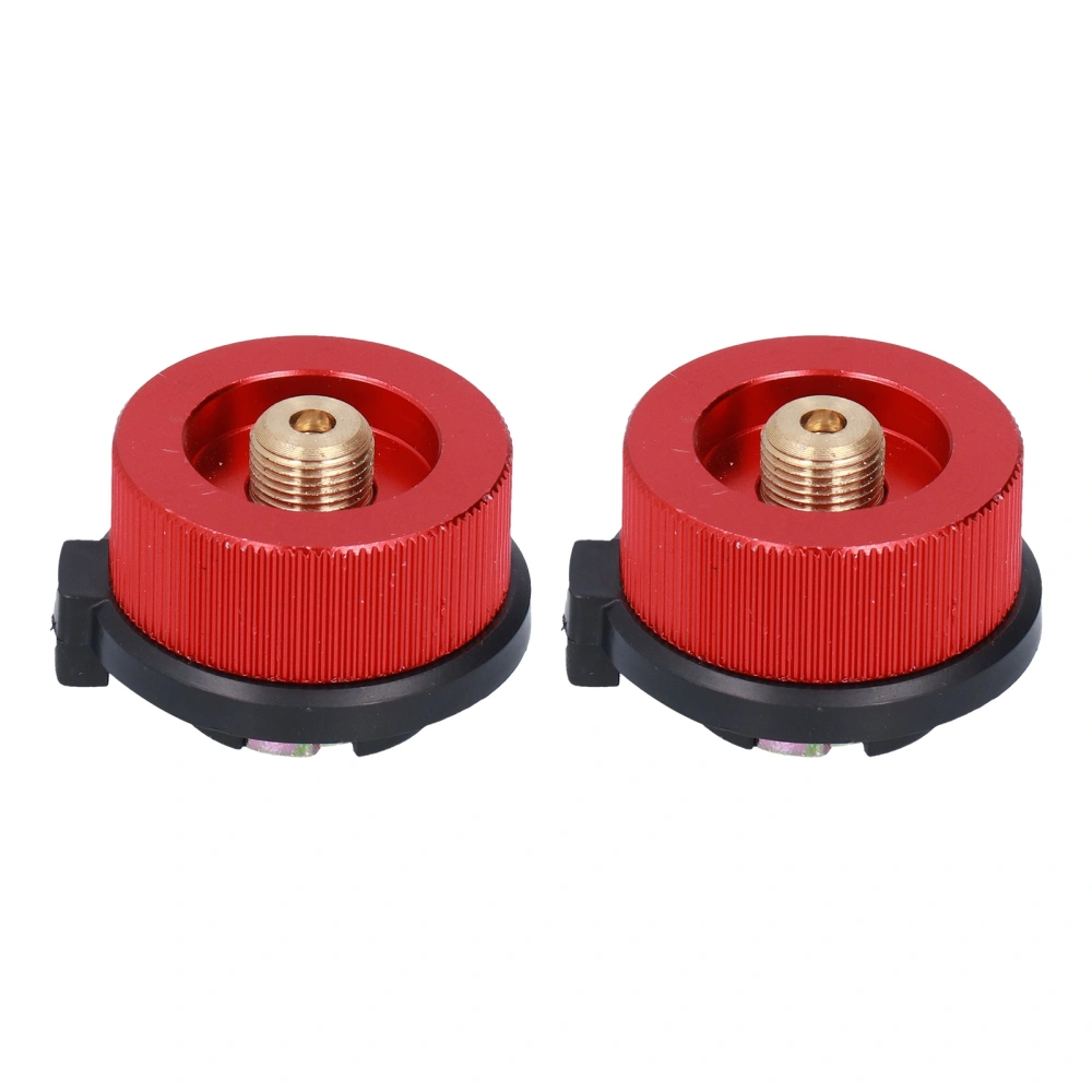 2Pcs Outdoor Camping Furnace Stove Adapter Gas Tank Converter with Self Closing Function Red