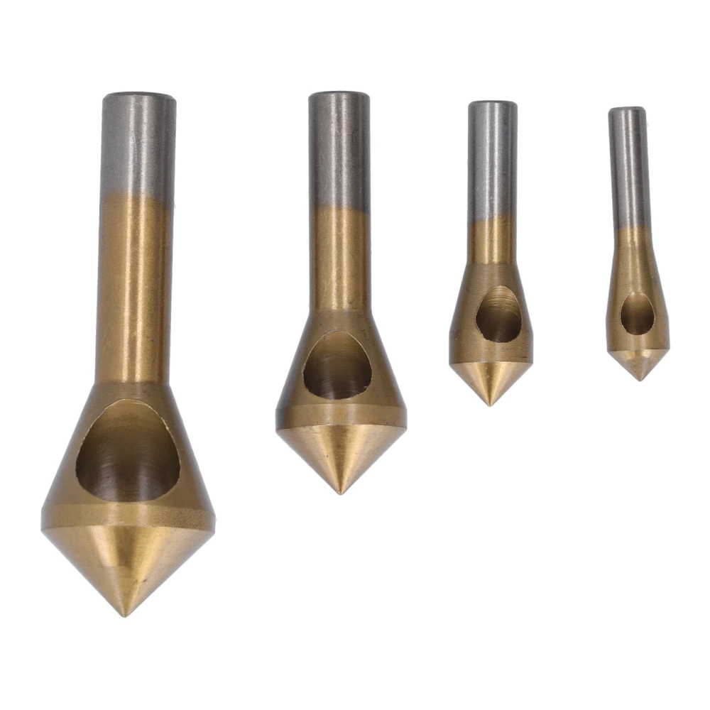 4PCS Titanium Coated Countersink Drill Bits 90 Degree Chamfer Tool High Speed Steel Chamfer Mill