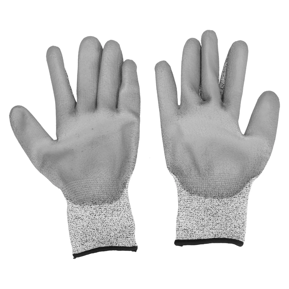 2 Pair Gray Cut Resistant Gloves Level 5 Protection HPPE Dipped Gloves for Gardening Outdoor