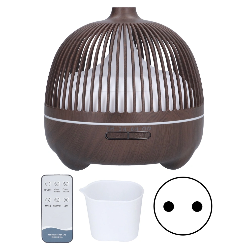 Home Air Humidifier Remote Ultrasonic Essential Oil Aroma Diffuser with RGB LED Light 100‑240V Deep Wood GrainEU Plug