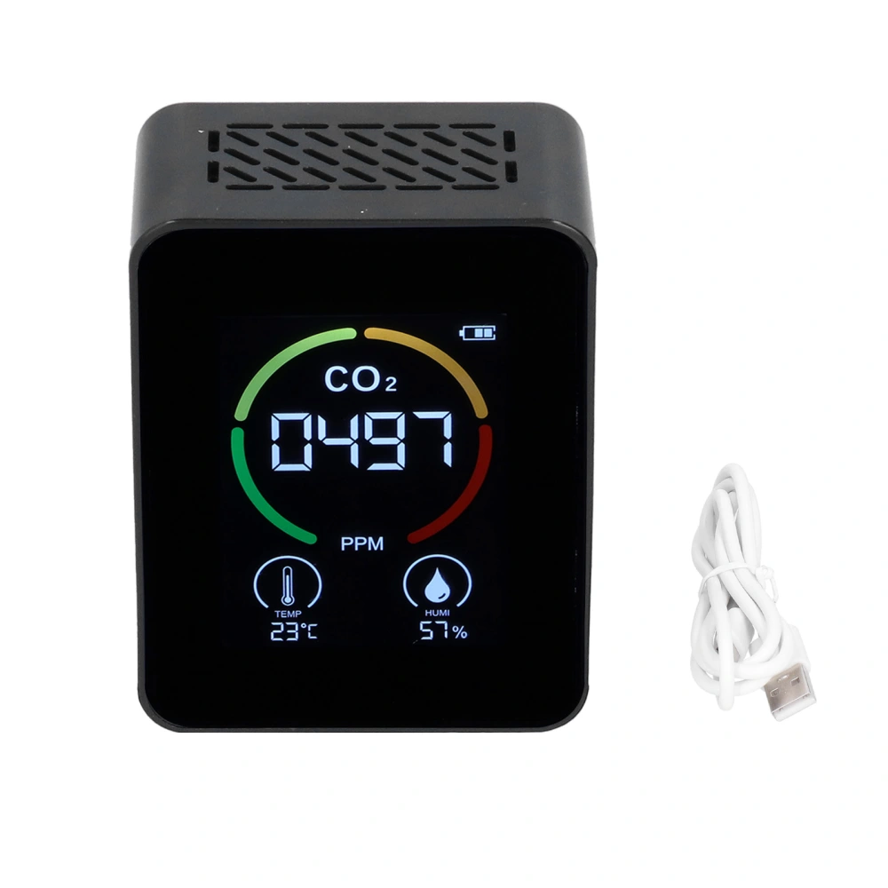 CO₂ Detector Digital Thermometer Hygrometer Air Quality Monitor TVOC Formaldehyde Detector(Black )