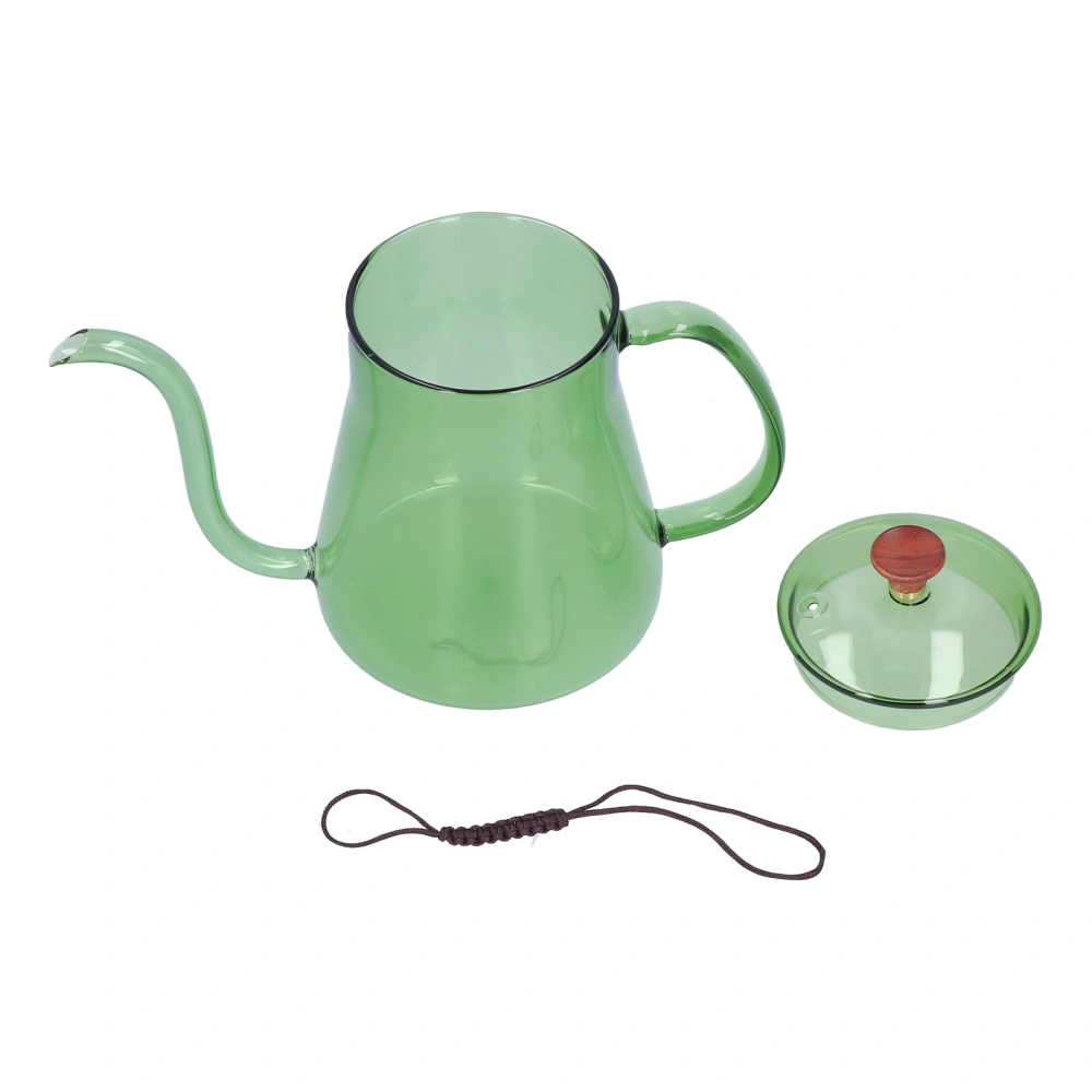 Coffee Kettle Glass Coffee Pot 600ML Coffee Drip Kettle Long Nozzle Kettle for Home KitchenGreen