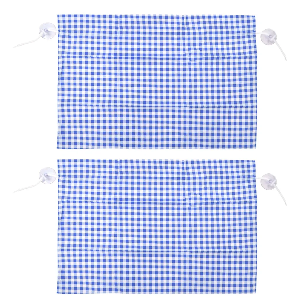 2Pcs Grid Design Anti Ultraviolet Car Curtain Side Car Window Sun Shade with Suction CupBlue Grid