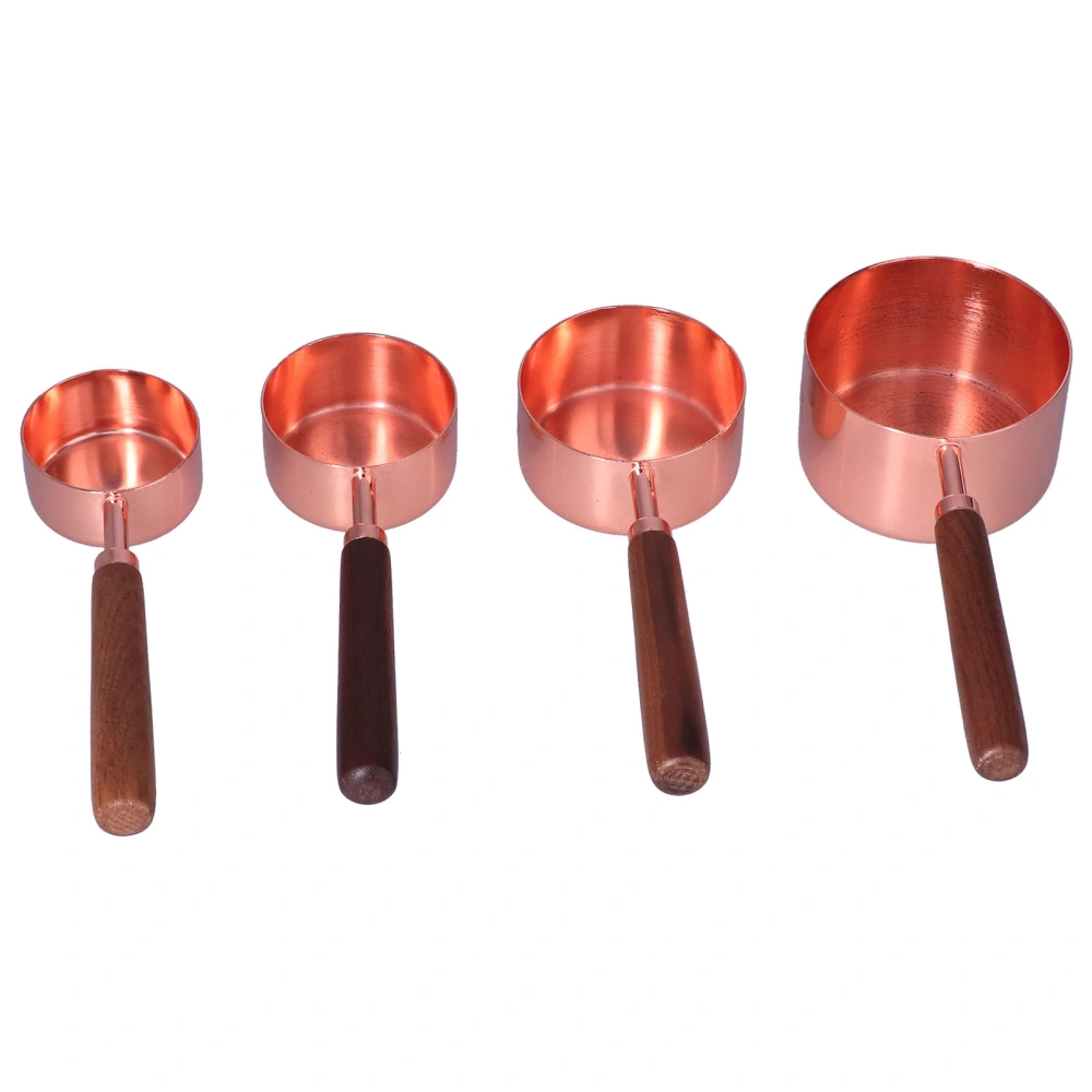 4Pcs Measuring Cups and Spoons Set with Copper Plated Handle Baking Tool for Kitchen