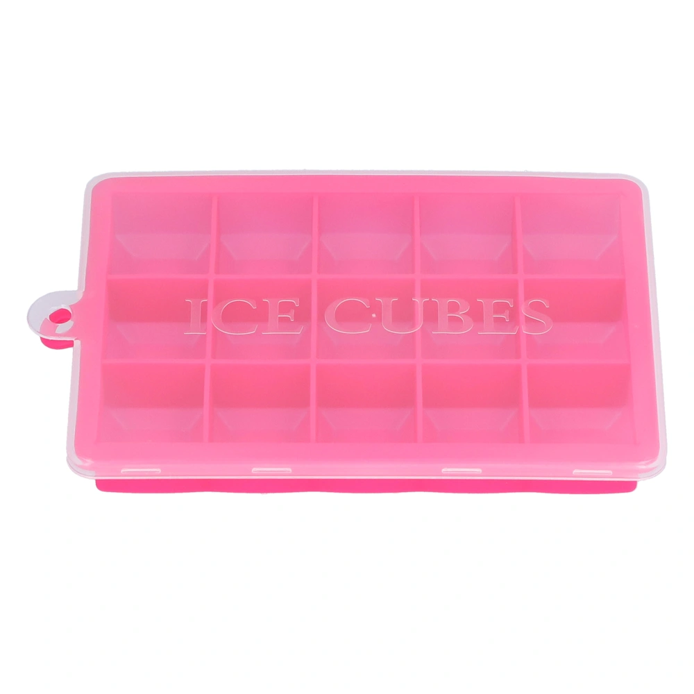 15 Grid Silicone Ice Cube Mold with Lid Rectangular DIY Ice Cube Tray for Home Kitchen BakeryRose Red