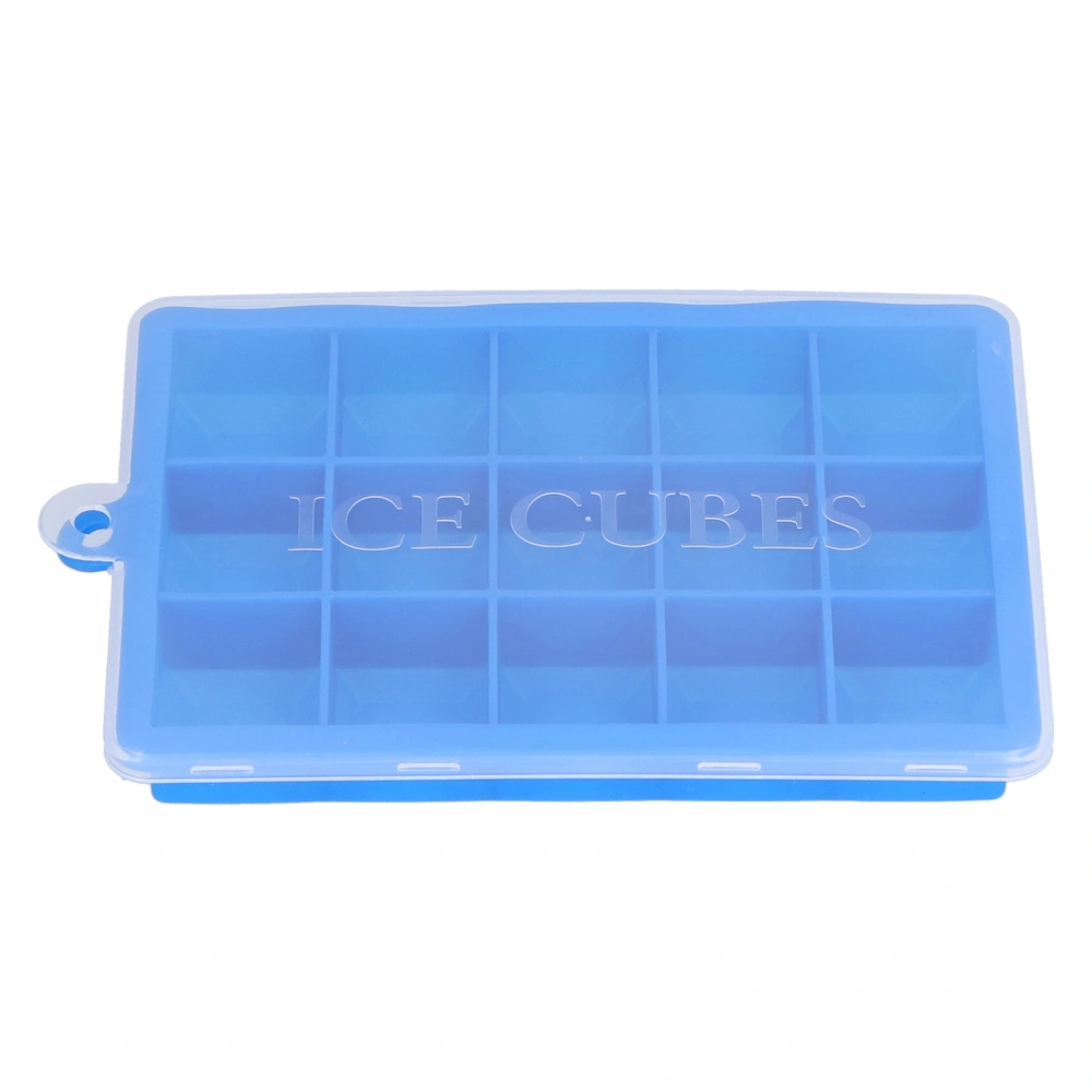 15 Grid Silicone Ice Cube Mold with Lid Rectangular DIY Ice Cube Tray for Home Kitchen BakeryBlue