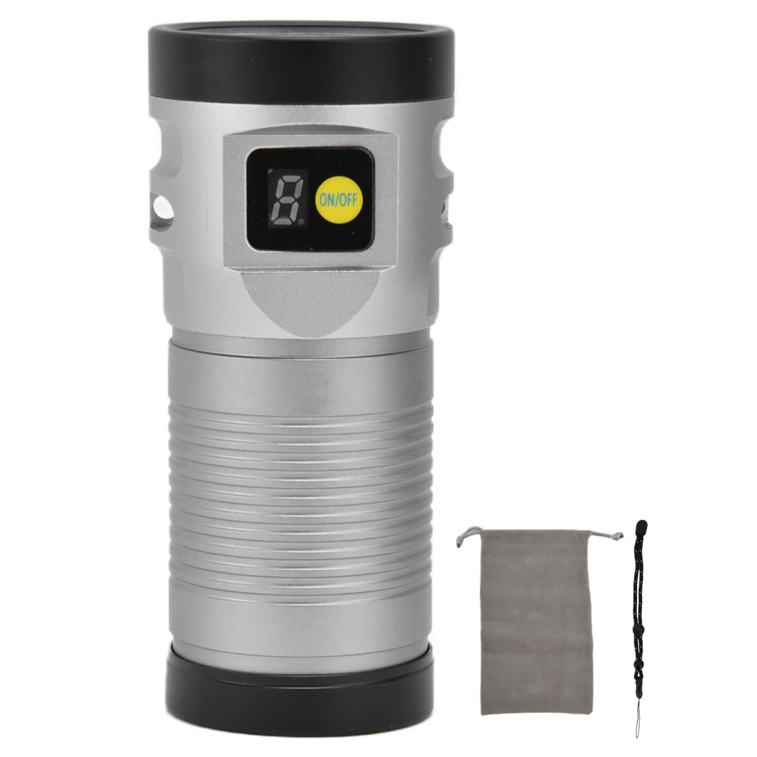 Brightest Flashlight LED 8 Modes Type C 9000mAh Waterproof Multifunctional Outdoor Light for CampingGrey