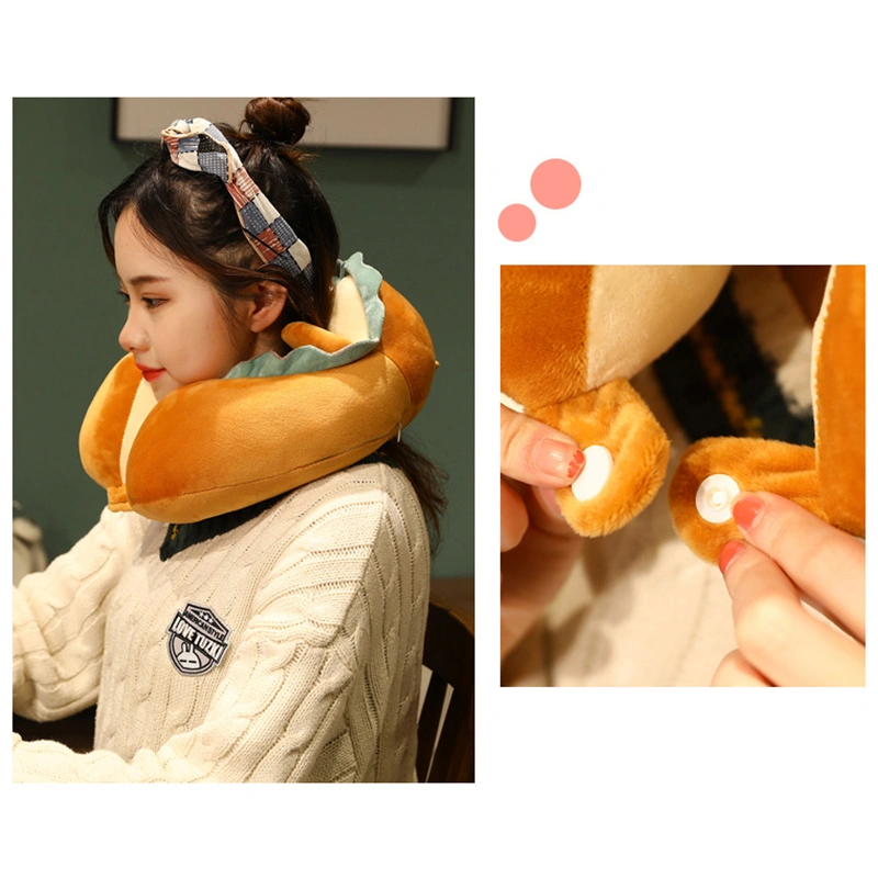 U Shaped Neck Pillow Portable Cute Head Pillow for Office Nap Travel Car Sleeping Lovely Bread