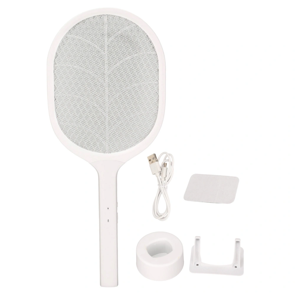 Electric Fly Swatter USB Charging Purple Light 3 Layers Safety Net Mosquito Swatter Racket with Base